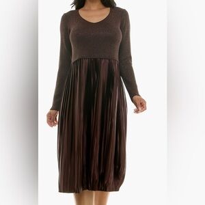 Nina Leonard Long Sleeved Mixed Media Dress XL